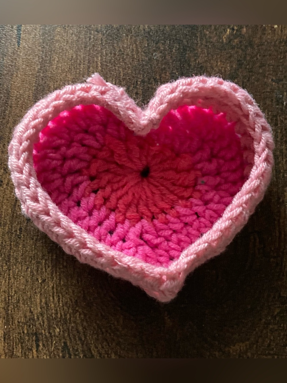 Handmade Pink Heart Jewelry Dish - Pink Crochet Organizer